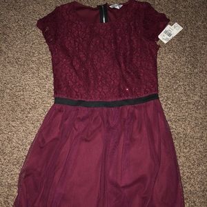 Lace and floral evening dress